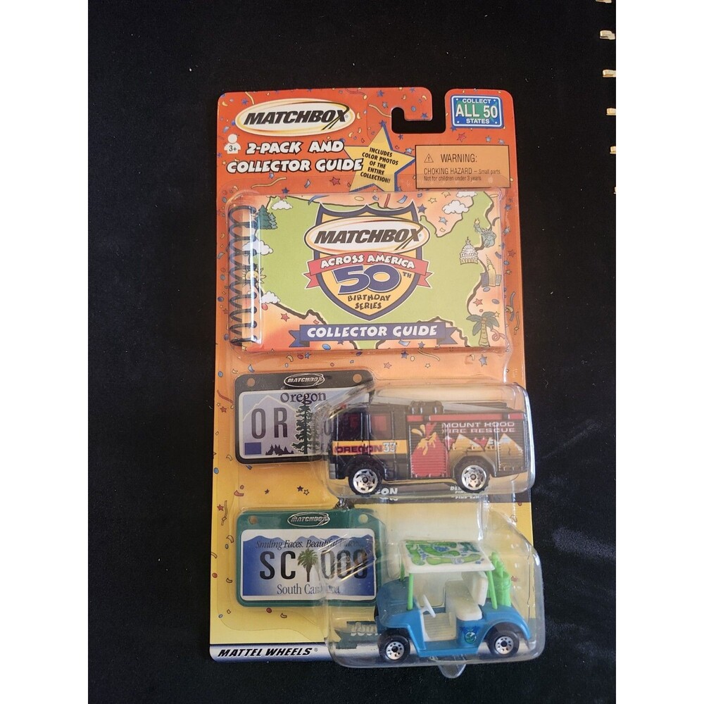 Matchbox Across America 2-Pack & Guide w/ Mount Hood Fire Truck & Golf Cart